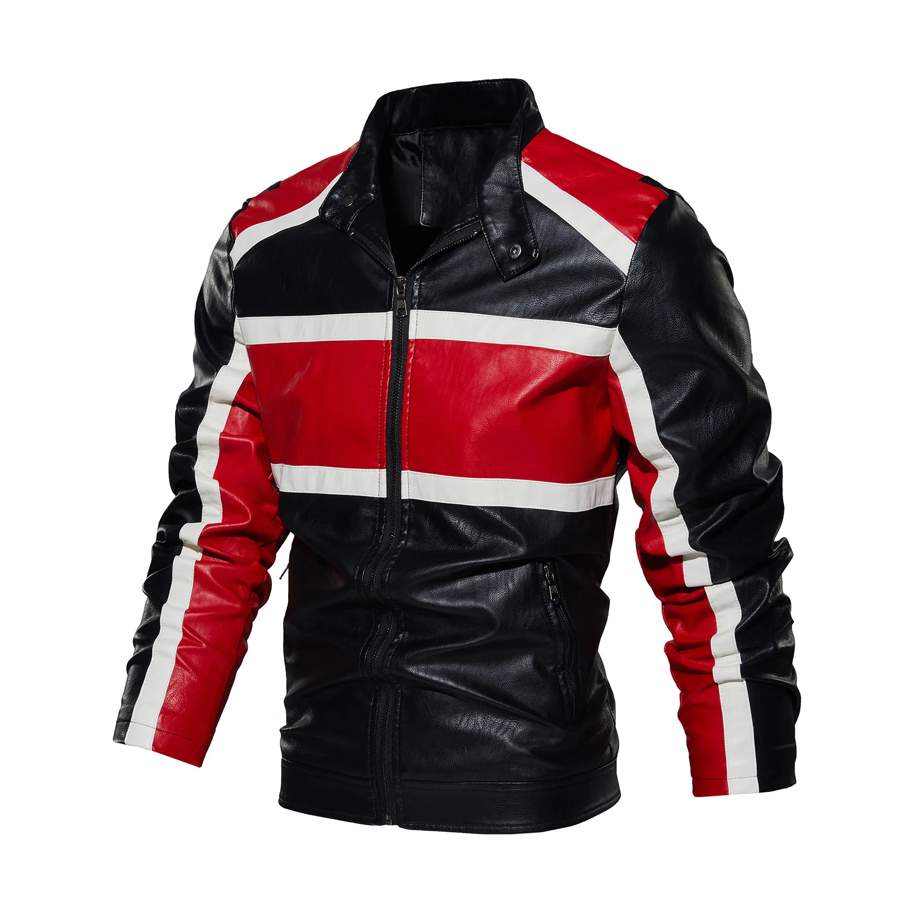 

Mens Slim Fit PU Leather Jackets Male Casual Motorcycle Coats Moto Biker Leather Suede Outerwear Men Leather Jacket