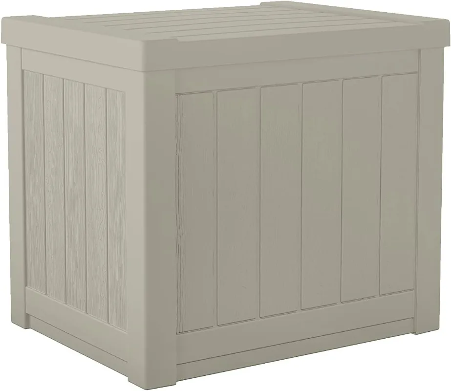 

22-Gallon Small Deck Box - Lightweight Resin Indoor/Outdoor Storage Container and Seat for Patio Cushions and Gardening