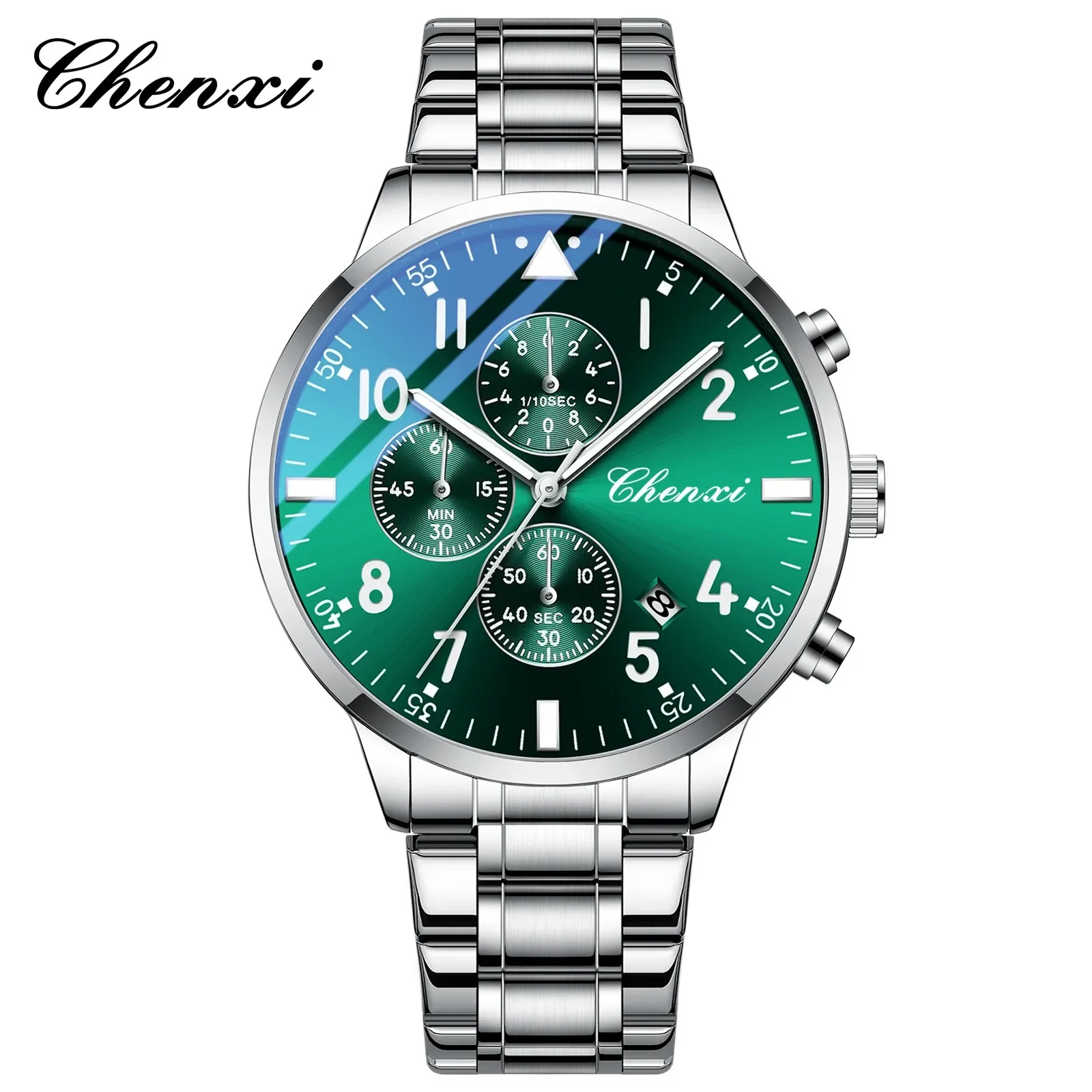 CHENXI CX-937 Men's Quartz Watch 40mm Stainless Steel Chronograph