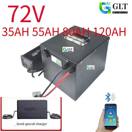 

72V Lithium Ion Battery 35AH-150AH with 100A BMS for 7000W-1000W Electric Bike Tricycle Forklift Motorcycle AGV Includes +10A Ch