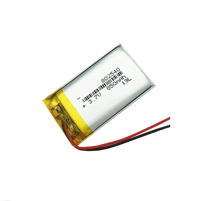 3.7V 850mah Rechargeable Lithium Polymer Battery 802540 for GPS POS Makeup Mirror Breast Pump Mobile Phone Camera Batteries