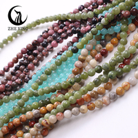 Zhe Ying 4mm Round Gemstone Beads Small Natural Loose Stone Beads for Jewelry Making DIY Bracelet Accessories