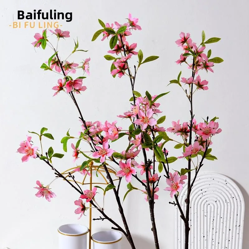 人工梅の花の枝-ホームデコレーション-プラスチックフラワー-フェイクツリー-グリーン-ガーデン-ランドスケープ-プロジェクト-大型フラワーポット
