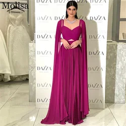 MOLISA Saudi Arabia Eleganckie szyfonowe suknie wieczorowe z rękawami Cape Women Long Wedding Party Prom Formal Gowns فساتين الحفلات