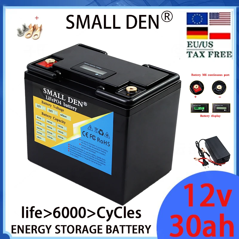 

12v 30ah lithium iron phosphate battery 6000+cyclic use children's motorcycle boat golf bike off-road network vehicle