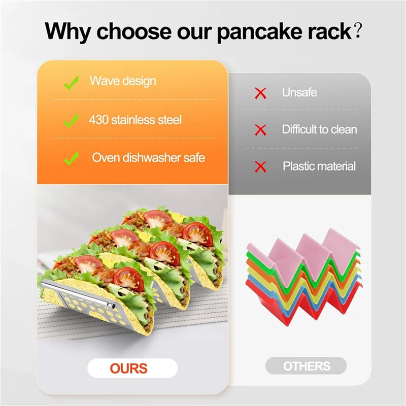 

Подставка-держатель YWDZ-Taco, стойка из 16 штук из нержавеющей стали с ручками, поднос для тако вмещает до 3 тако, подставки для тако