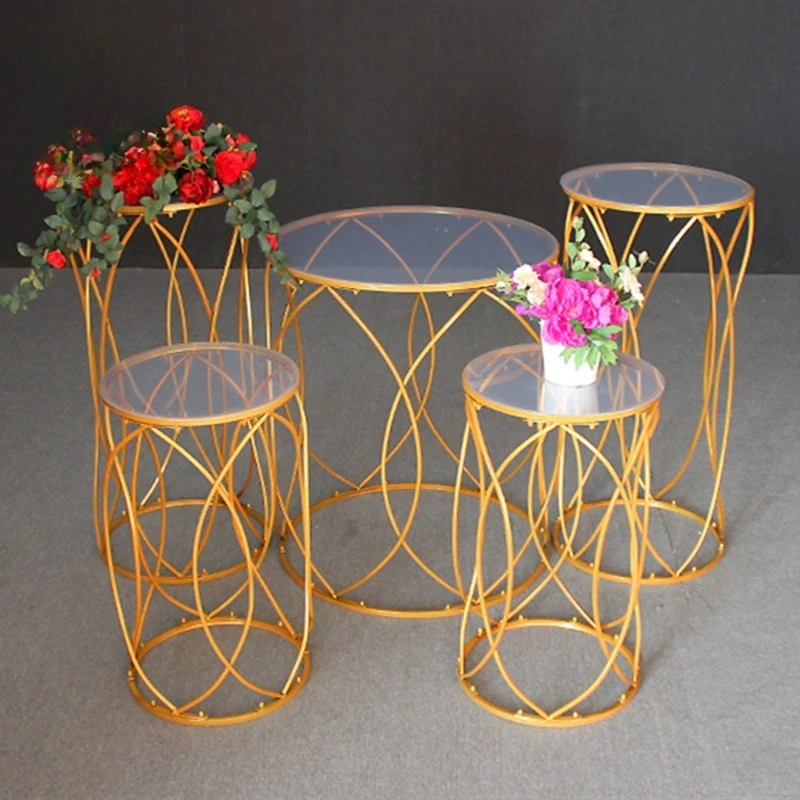 Modern metal eco-friendly gold-plated flower frame wedding center decoration stage