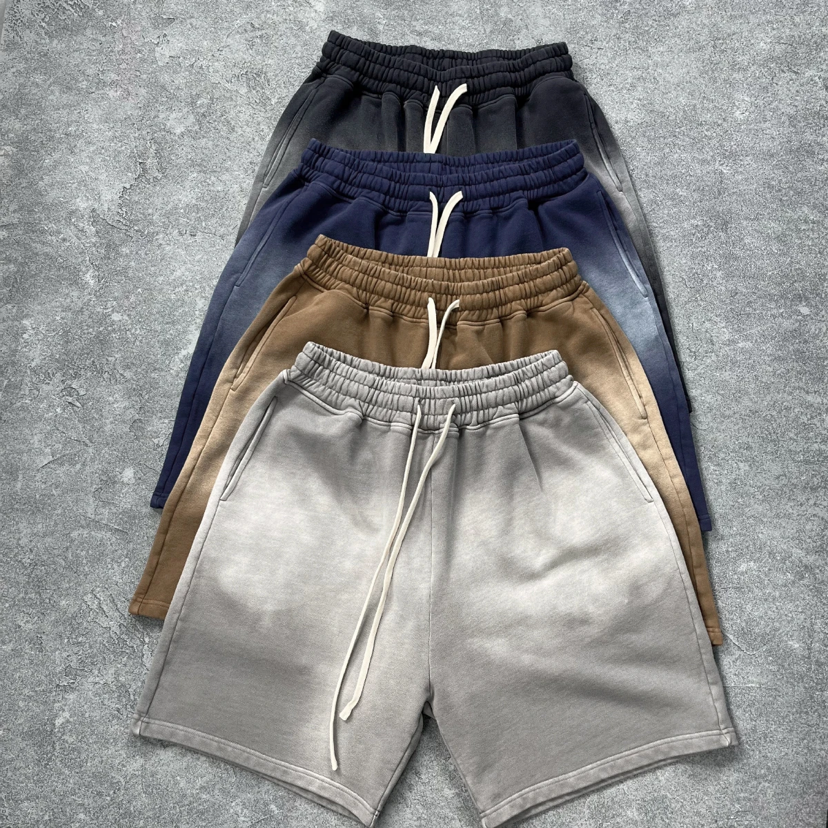 American Street Sle Heavyweight Waed Distred adient Sports Fitn Baskeall Dstring Casual orts Men Summer Tr...