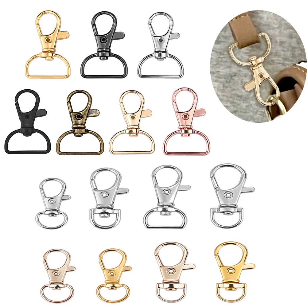 10pcs Gold Silver Plated Keychain Lobster Clasp Hooks D Rings Key Buckles Swivel Connector For Jewelry Making DIY Handcrafts