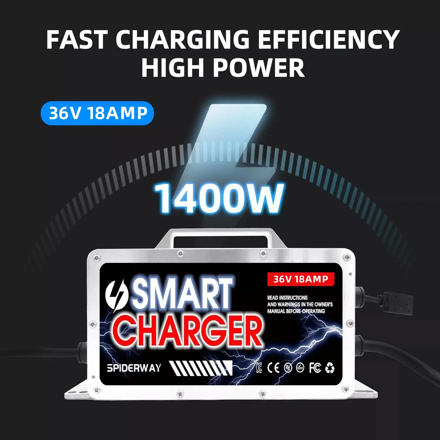 36 Volt 18 AMP Golf Cart Battery Charger for EZGO Club Car Yamaha Golf Cart,IP 67 Waterproof Anderson Plug for Lead Acid Battery