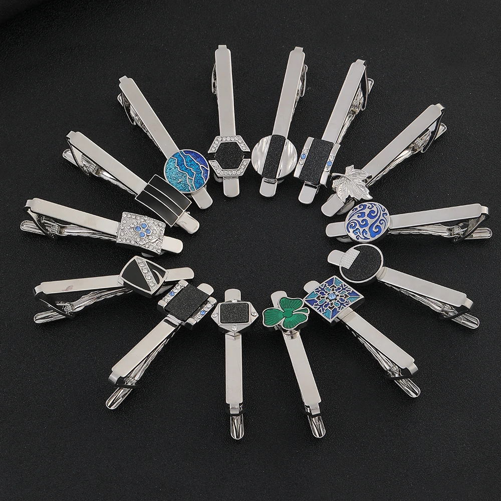 New 14 Styles Mens Formal Party Tie Clips Metal Necktie Bar Crystal Dress Shirts Tie Pin For Wedding Party Accessories