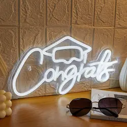 Chi-buy LED Neon Congrats USB Powered Neon Signs Night Light 3D Wall Art & Game Room Bedroom Party Decor Lamp Signs