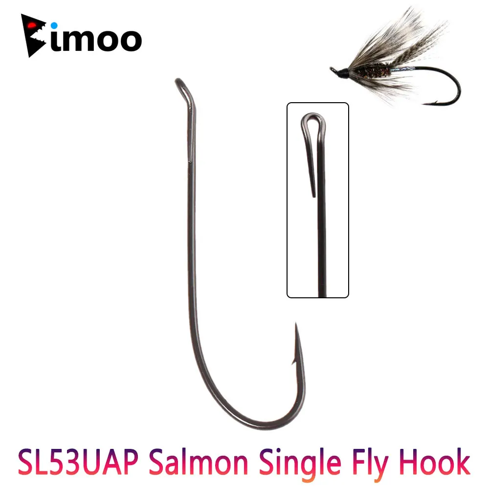 

Bimoo 5pcs #10~#2/0 High Carbon Steel 3X Long SL53UAP Salmon Single Fly Hook For Tying Wet Streamer Salmon Trout Fishing Lures