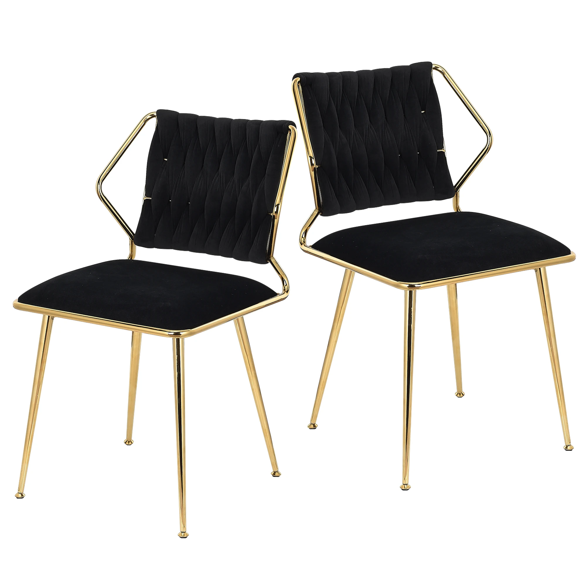 A 2-piece set of luxurious velvet dining chairs, ergonomically designed with metal legs, high-quality interior decoration, moder