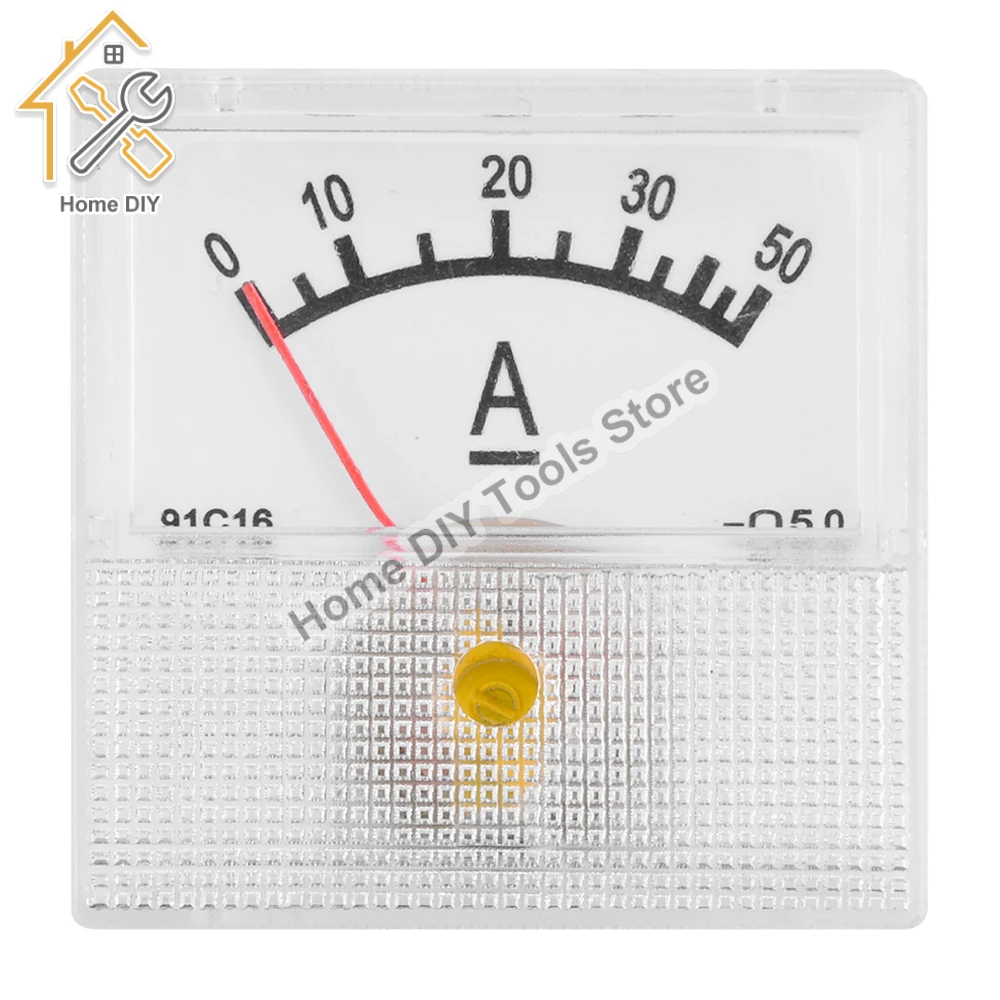 Ammeter DC Analog Current Meter Panel Mechanical Pointer Type 10A 20A 30A 50A Current Voltage Tester