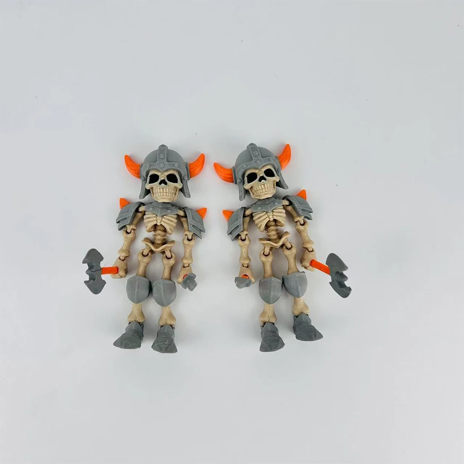 3D Printed Skeleton Man With Weapon Action Figure Cartoon Simulation Figure Joint Movable Soldier Toy Model Home ornament Gift