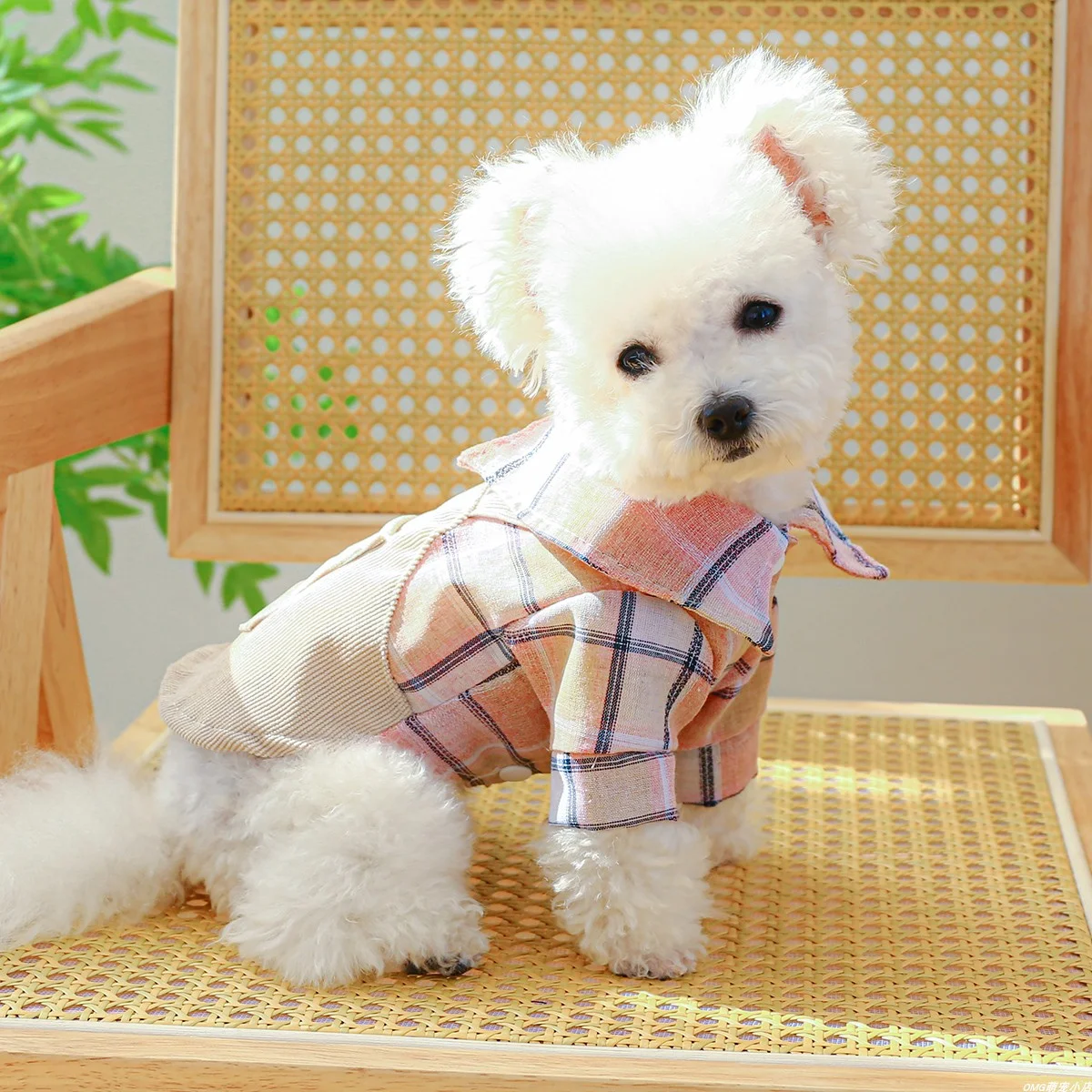 1PC Pet Clothes Cat Spring/Summer Thin Pink Checkered Bread Dog Skirt Suitable for Small and Medium Dogs