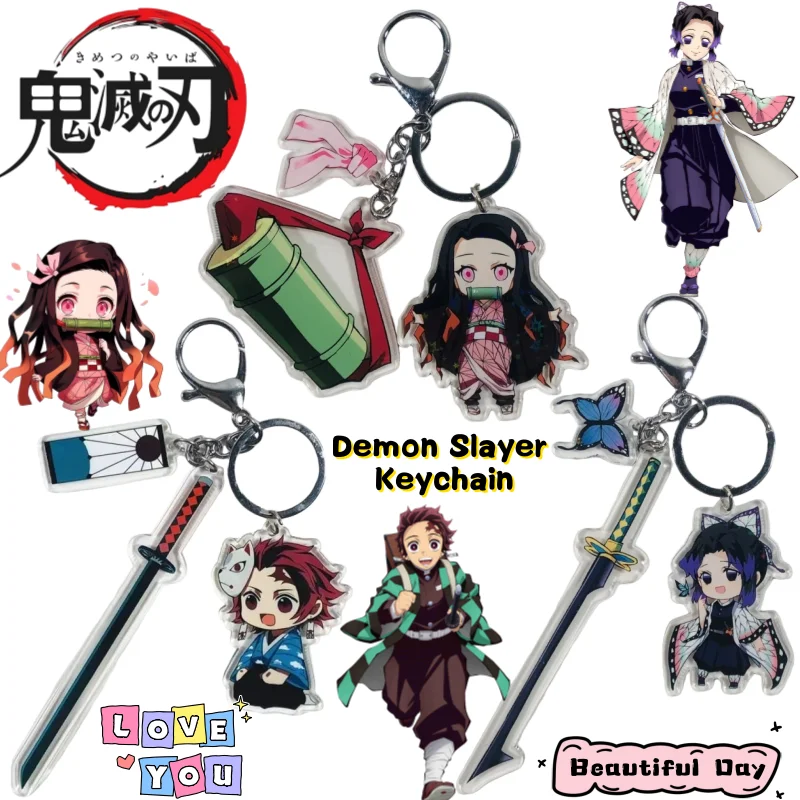 

Брелок Demon Slayer с Танджиро Камадо, Незуко и Агацумой Зеницу, высококачественный мультяшный принт, украшение для студенческого рюкзака