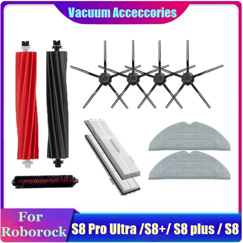 อุปกรณ์ทดแทนสำหรับ roborock S8 Pro อัลตร้า/S8 +/ S8พลัส/S8ลูกกลิ้งแปรงกรอง HEPA ถุงผ้า