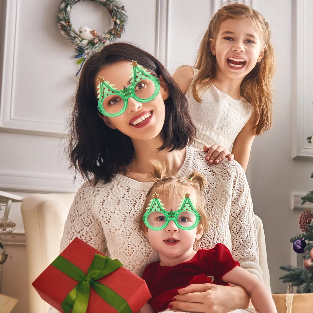 قطعتان من نظارات عيد الميلاد المضاءة المتوهجة للحفلات المفضلة لديكورات مناسبات العطلات وتصميم شجرة وامضة دعائم ممتعة للبالغين