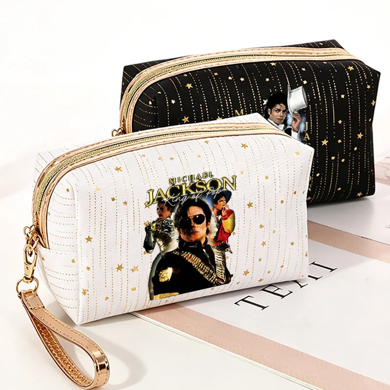 Bolsa de Higiene Pessoal Michael Jackson Vintage, Necessaire de Maquiagem, Bolsa de Viagem Portátil para Cosméticos, Bolsas Femininas Estilosas de Estrelas
