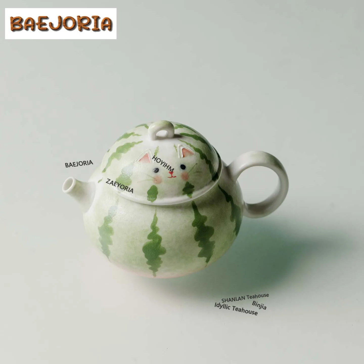 BAEJORIA Creative Cat And Watermelon Tea Set Complete Set Luxury Tea Ceremony Set Tea Brewing Teapot And Tea Cup Set Cafes Gift