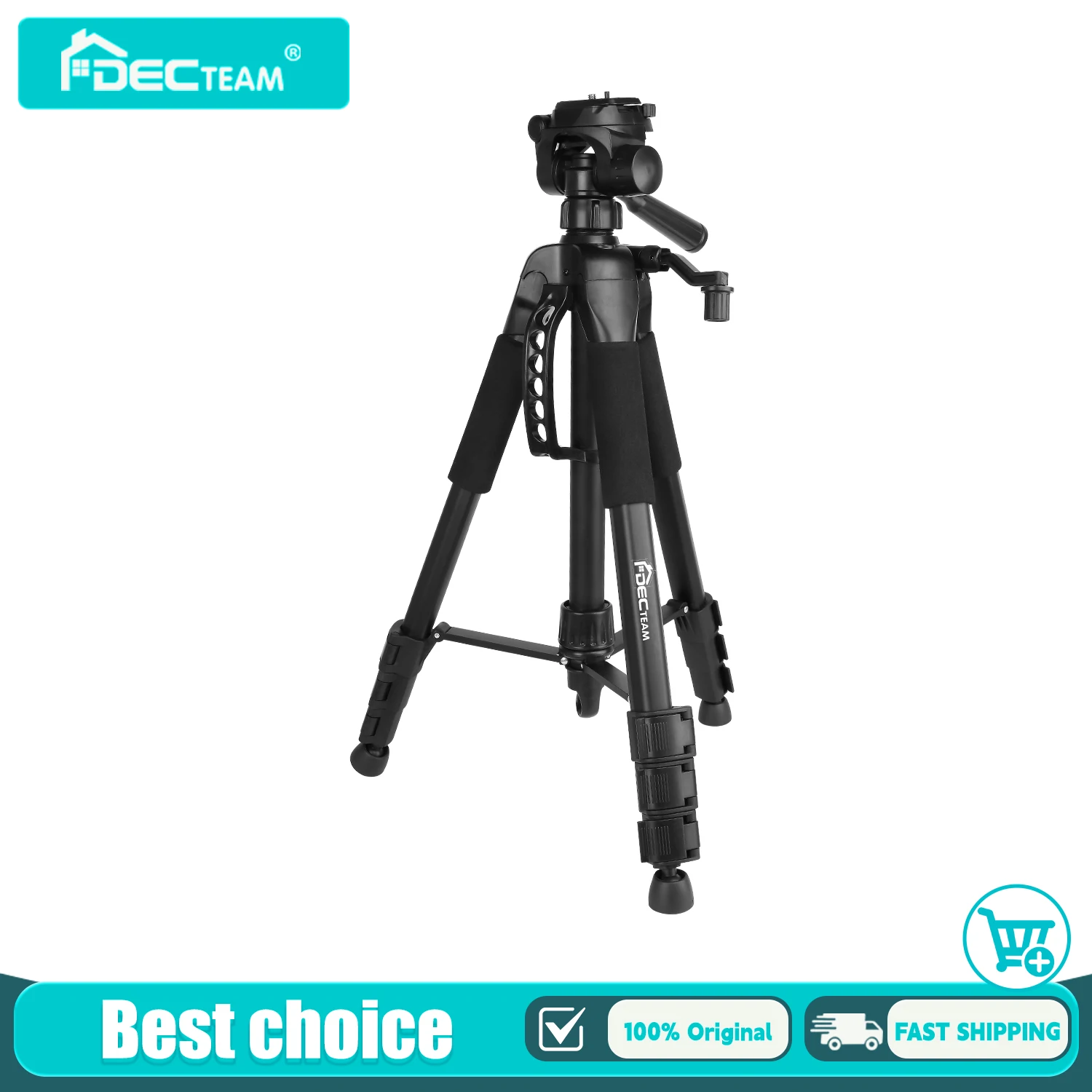 

Многофункциональный штатив Decteam для камеры для путешествий, Регулируемый лазерный уровень 57 дюймов/146 см, штатив с 3-сторонней вращающейся плоскоконической головкой, с пузырьковым уровнем