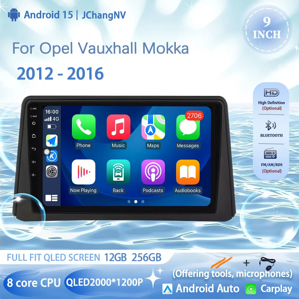 

Android 15 для Opel Vauxhall Mokka 2012-2016 Автомобильный радиоприемник Стерео Беспроводной Carplay Мультимедийный головное устройство Сенсорный экран 2K QLED
