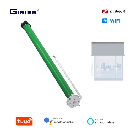 GIRIER Tuya ZigBee/WiFi Motor Tubular Motor de cortina inteligente para persianas enrollables de tubo de 38mm con RF433MHz trabajo remoto con Alexa