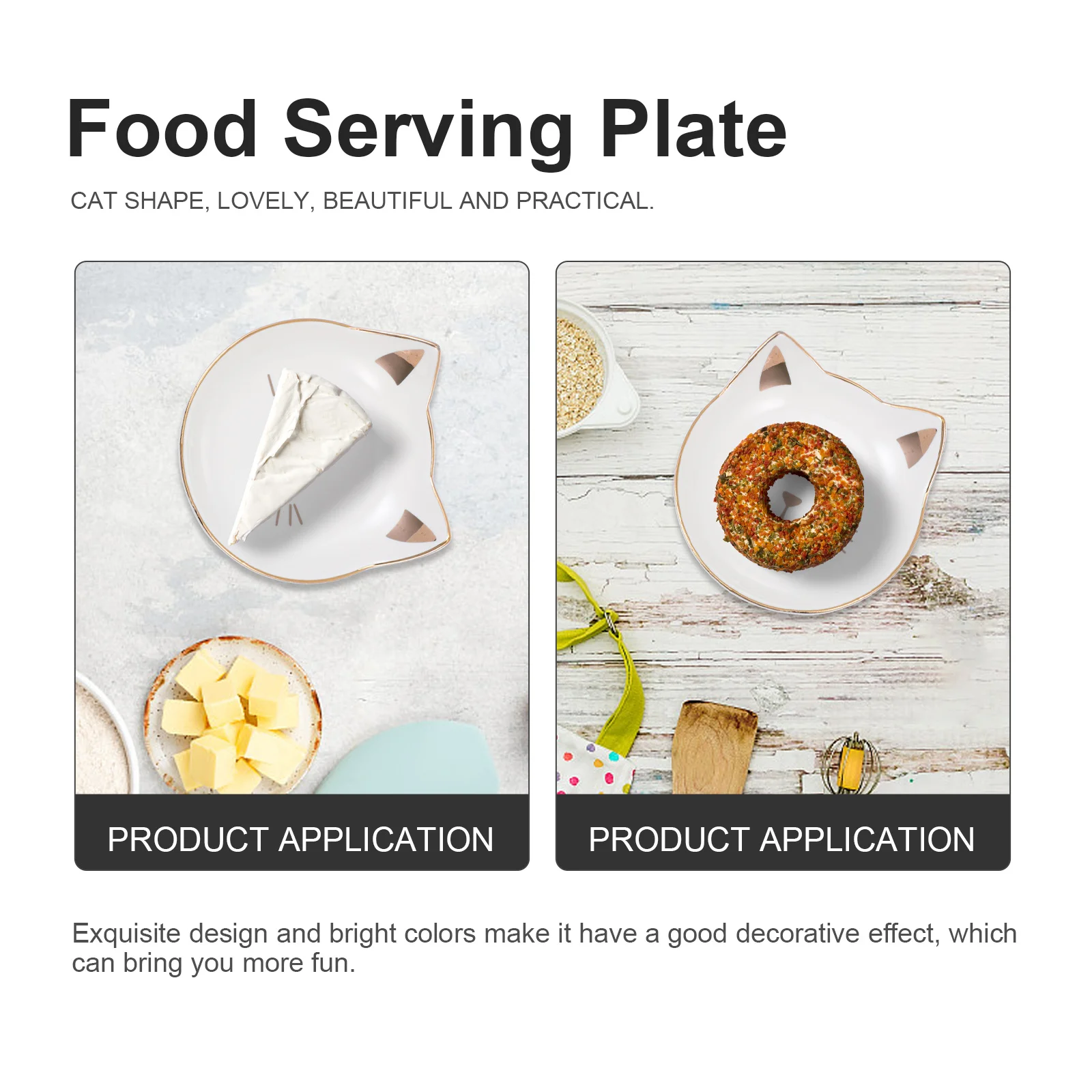 

Sturdy Ceramic Cat Dinner Plate Decorative Fruit Dessert Food Container for Home Restaurant Ceramic Fruit Plate