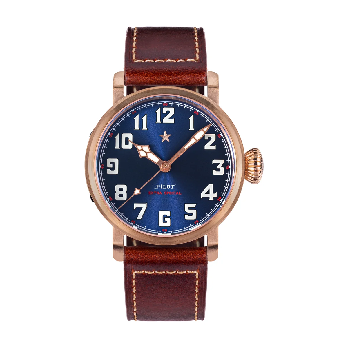Skeleton Pilot Uhr CuSn8 Bronze Männer der Armbanduhr Tianjin ST2130 Automatische Bewegung BGW9 Luminous Sapphire Kristall Feste Fall