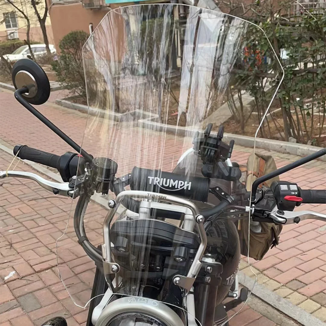 For Triumph Scrambler 1200XC, windshield upgrade, heightening, transparent windshield, and rain guard modification parts.