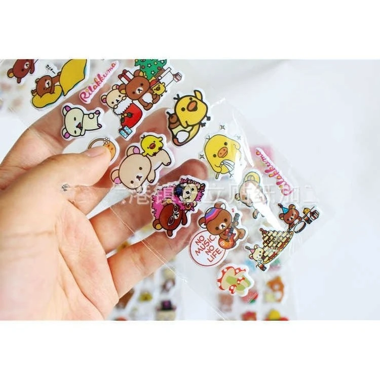 12Sheets Cartoon Rilakkuma Bubble Stickers Kawaii Anime Three Dimensional 3D Puffy Bulk Sticker Kids Girls DIY Toys Sticker Gift view 6