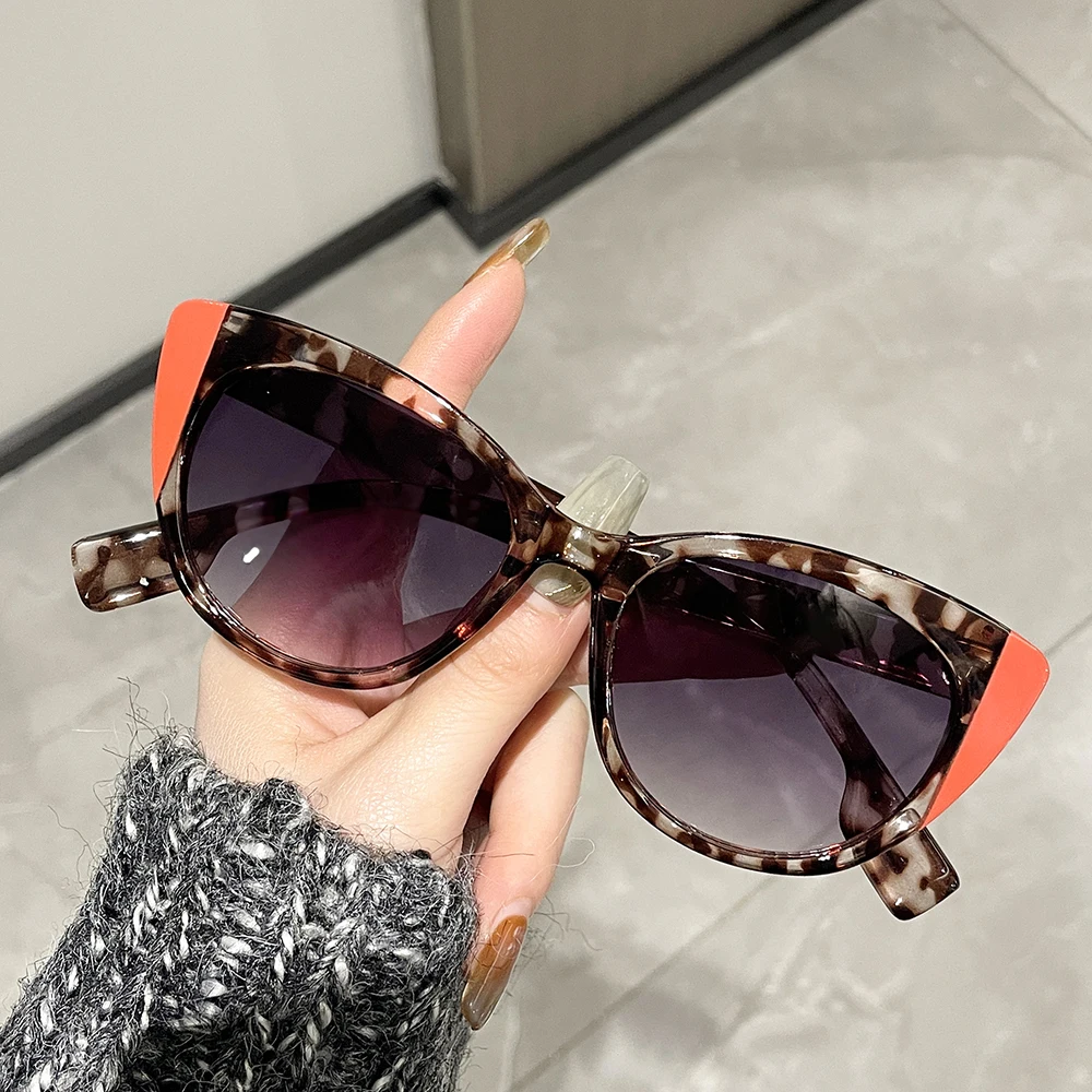 Gradient Lens Trendy Sunglasses Dark Shades Fashion Vintage Cat Eye Anti Blue Light Glasses Women Patchwork Ladies Sun Glasses