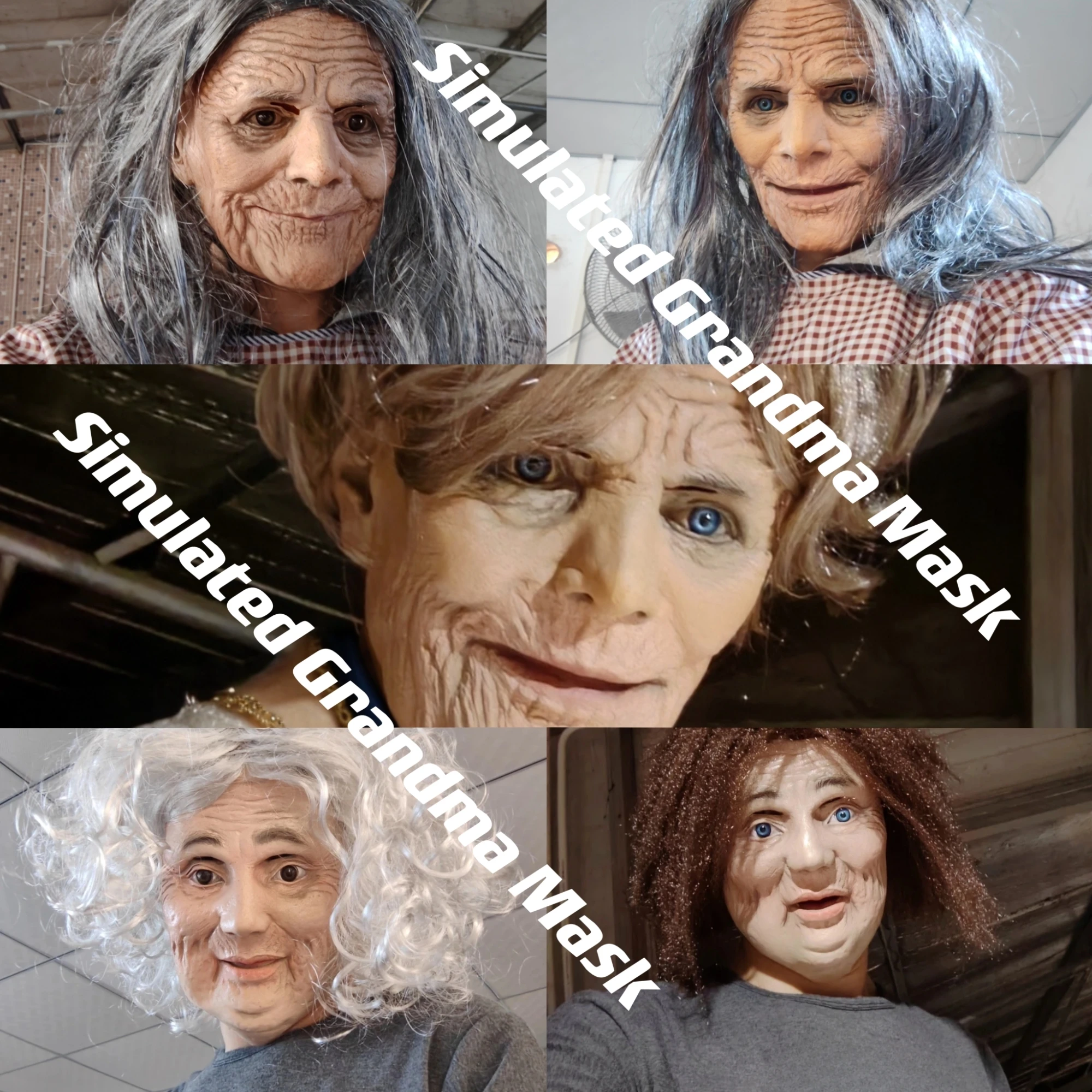 

Horror Simulation Grandma Mask Terror Full Head Latex Wrinkle Mask Scary Halloween Makeup Ball Cosplay Party Fantasy Dress Props