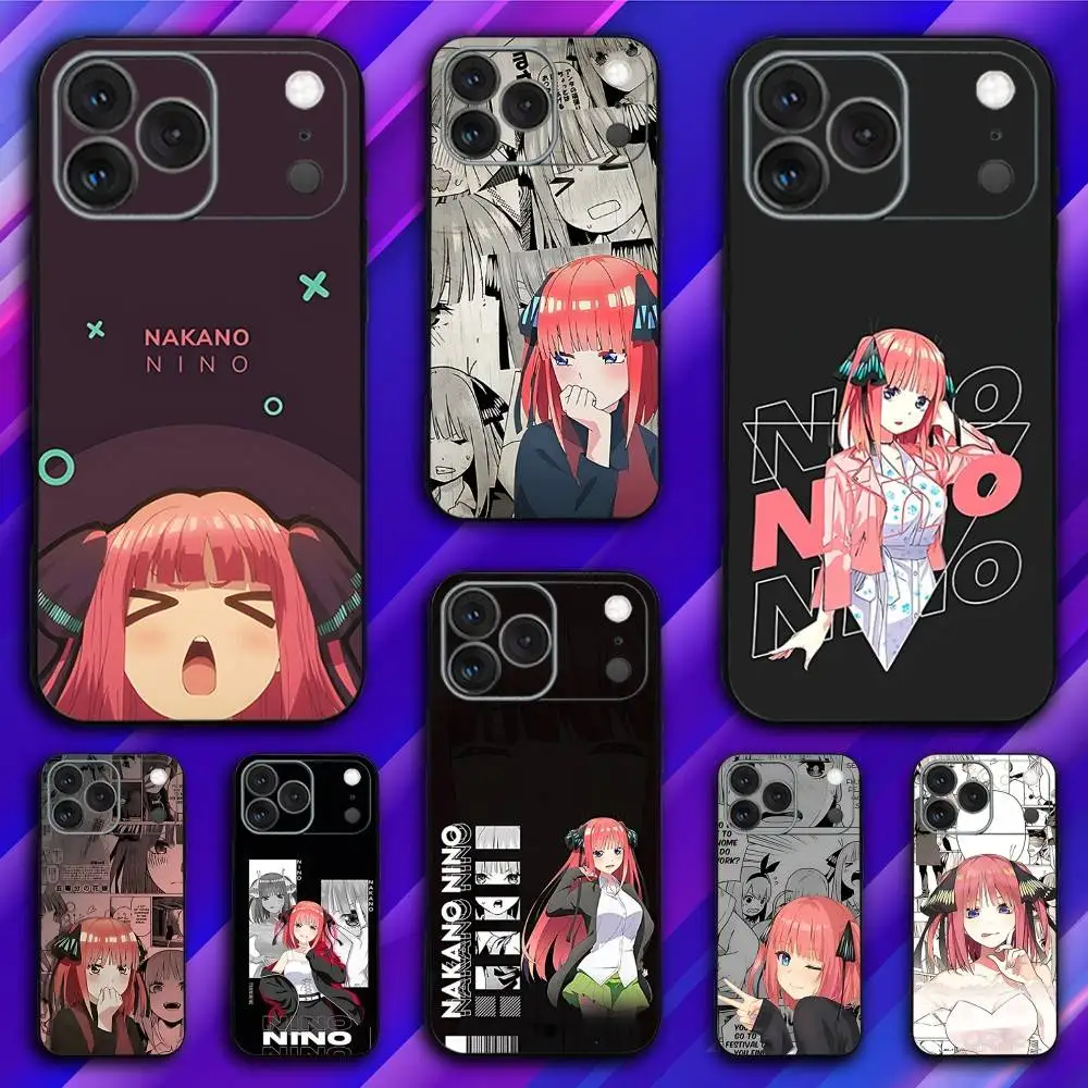 

N-Nino Anime N-Nakano Phone Case For iPhone 17,16,15,14,13,12,11,Pro,Max,Plus,X,XS,SE4,E,Mini,Soft Black Case