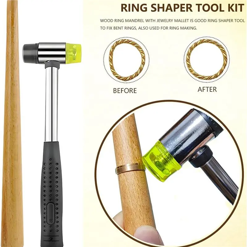 ABVC 3X Оправка для кольца Инструмент для измерения размера кольца с четвертью размеров Формирователь измерительного кольца для фиксации изогнутых колец