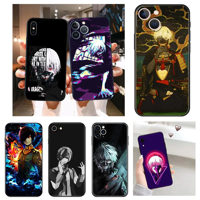 Silicone Soft Phone Case for iphone 16Plus 15 14 13 12 11 16 Pro Max Mini XR SE 7 8Plus Tokyo Ghoul JUZO SUZUYA Black Back Cover