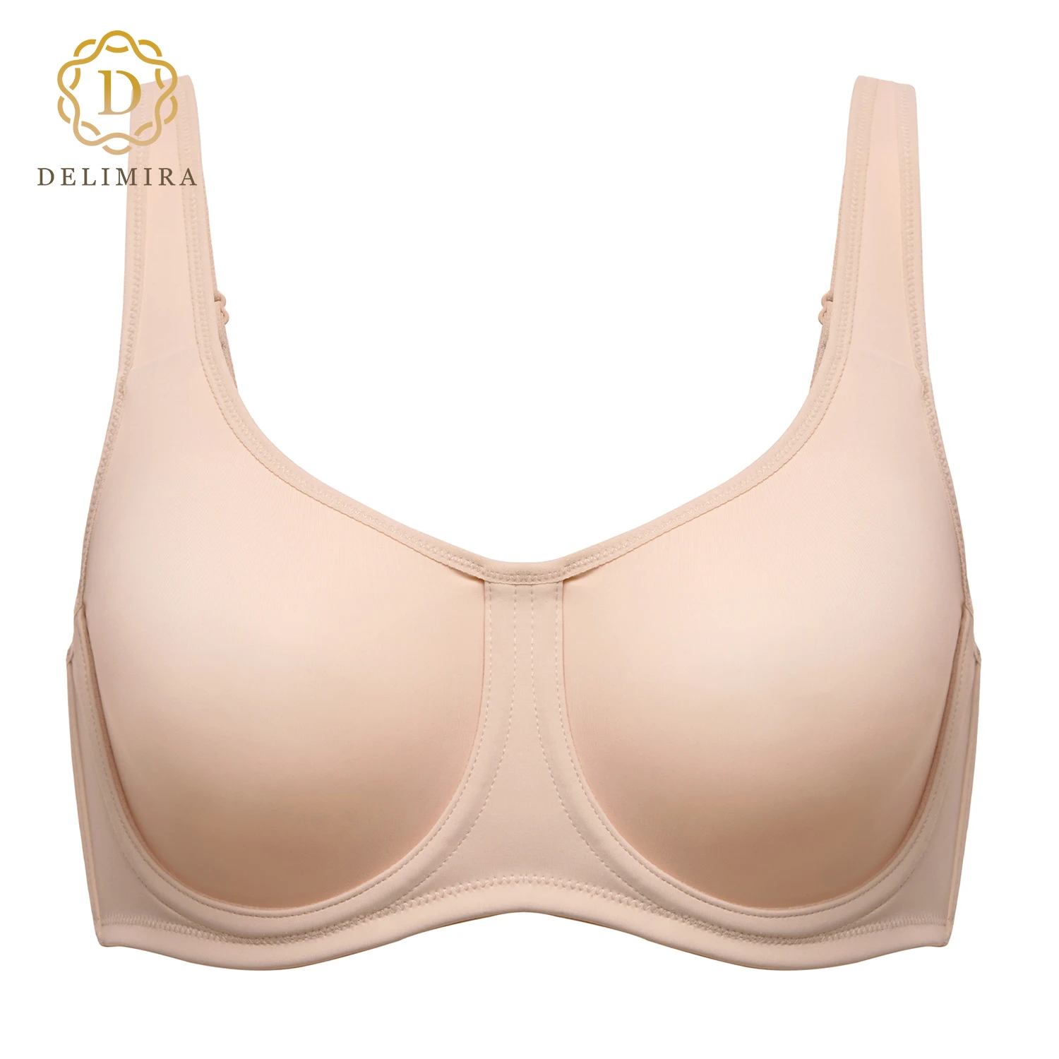 DELIMIRA Women\'s Confishape Full Coverage Bra Plus Size Underwire Unlined Comfortable Bras