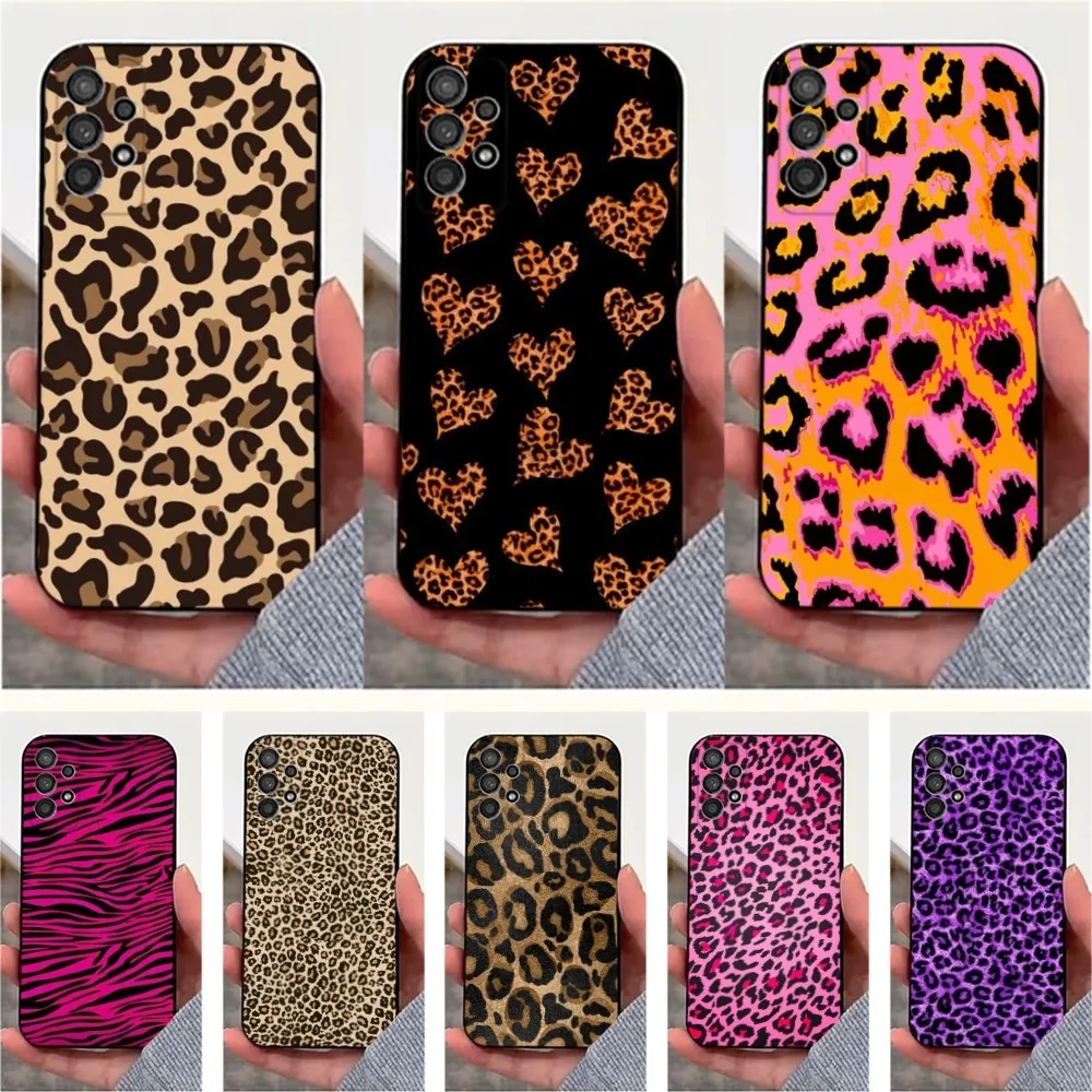 

L-Leopard Print Phone Case For Samsung S25,S24,S23,S22,S20,S21,S10,Ultra,Plus,Lite,FE,Soft Silicone Black Cover