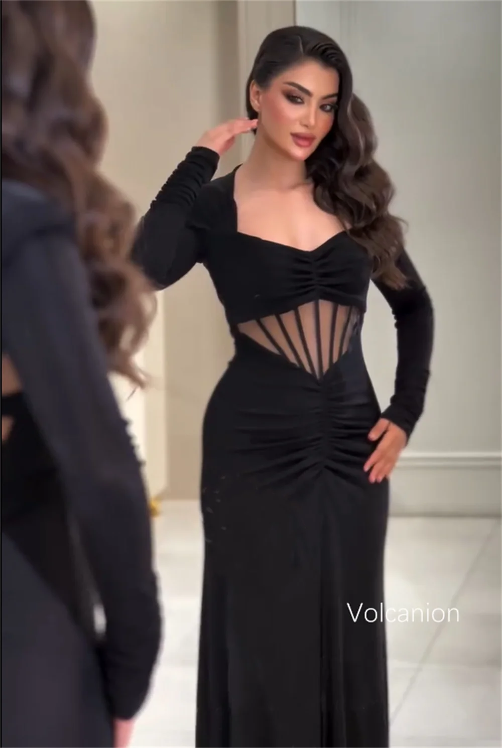 تخصيص الرعوية جيرسي الطية ألف خط الحبيب فساتين طويلة مناسبة مخصصة المشاهير الأحجام الكلاسيكية المتاحة #3