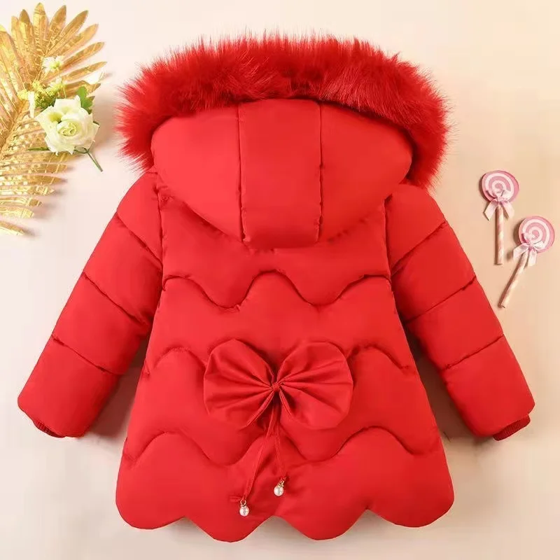 Children\'s winter coat Little girl cotton-padded jacket thickened fashion down jacket girl\'s medium long super cute jacket