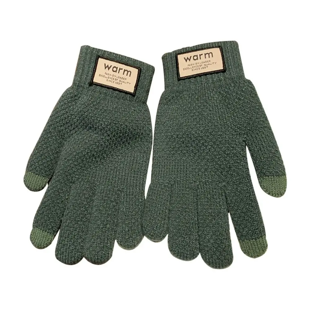 

New Warm Winter Knitted Gloves Windproof Touch Screen Gloves Solid Color Thickened Cycling Gloves Men