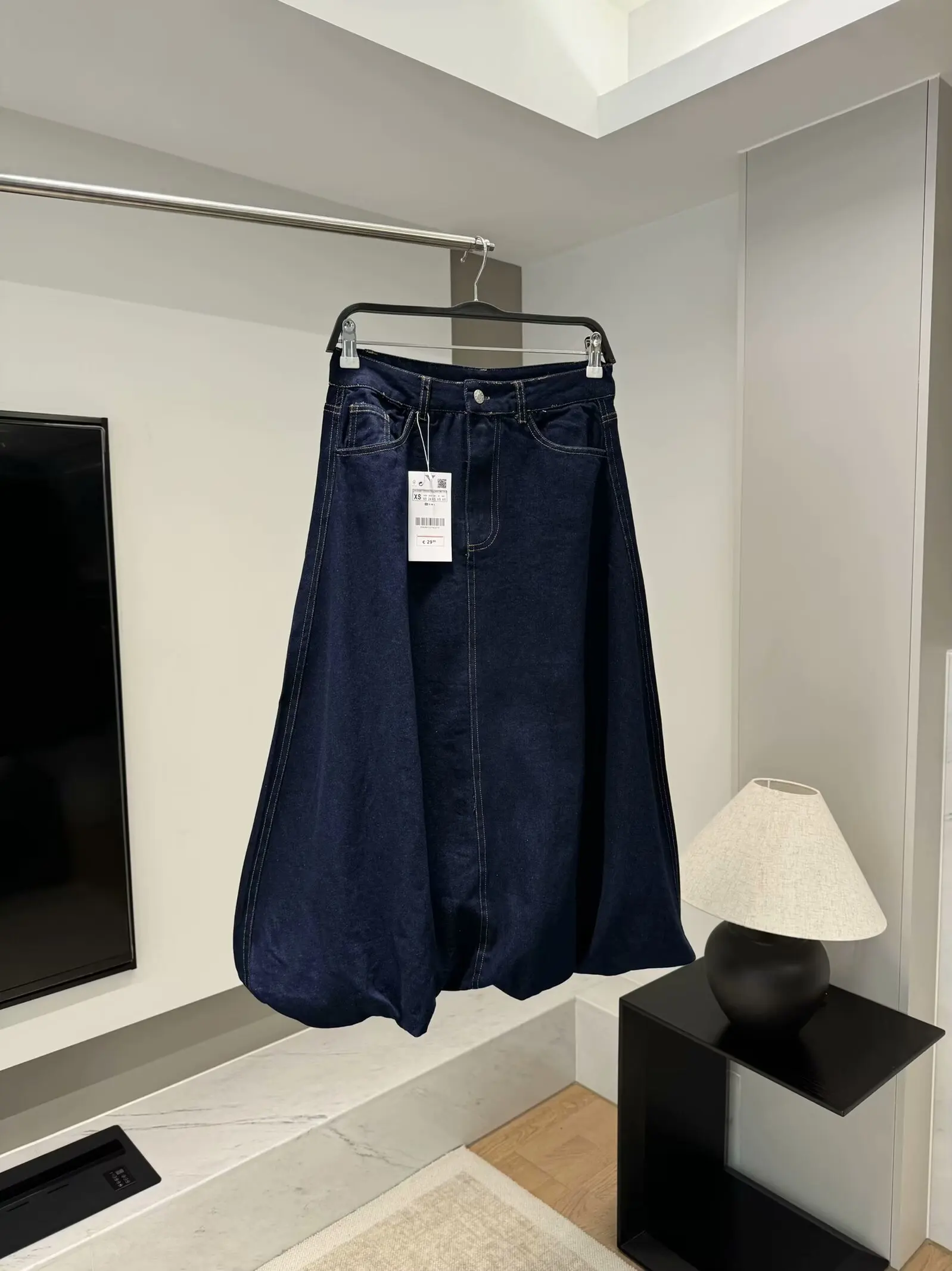 المرأة الجديدة نسخة بالون الموضة عادية جيب جانبي تنوعا الدنيم ميدي تنورة الرجعية عالية الخصر سستة المرأة تنورة Mujer