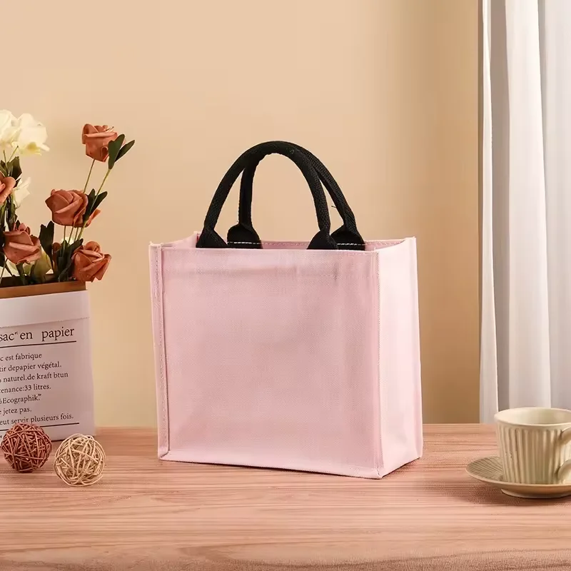 20/50/100 Pcs Custom Logo Flower Petal Design Printed Cotton Canvas Tote Bags For Women Laminated Shopping Gift Promo Bags