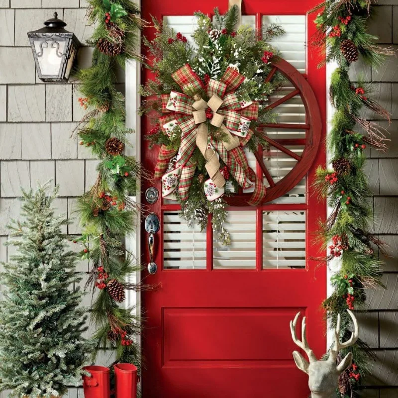 

Christmas Decorative Door Hanging Wooden Wheel Wheel Wreath Christmas Pine Nut Wreath Christmas Wreath Decorations