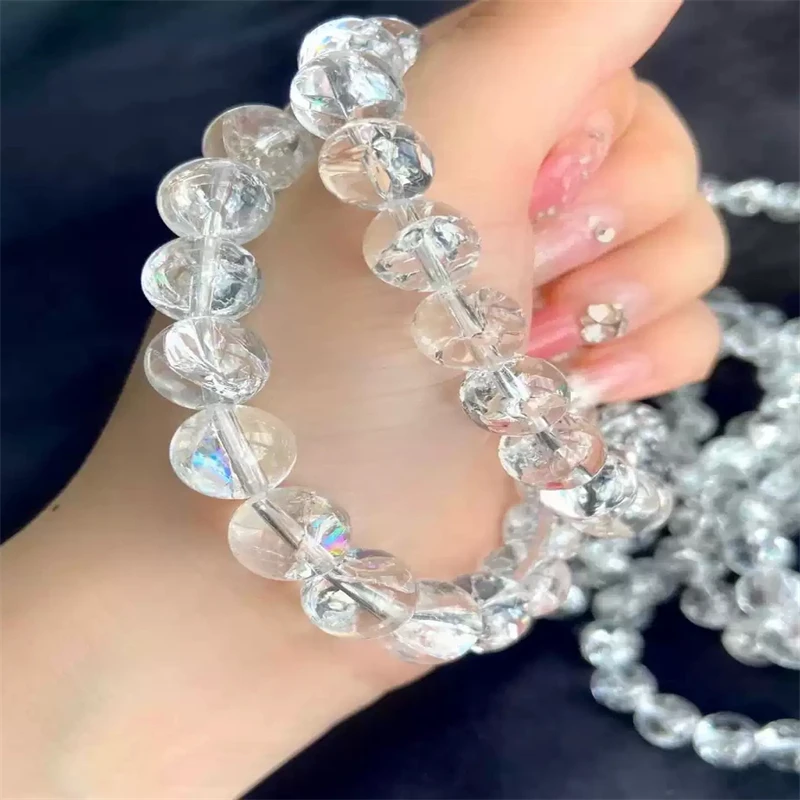 Natural Himalayan White Asetley Crystal Beads for Women's Bracelet New Elastic Band Fashion Cuff Bracelet Jewelry Accessories