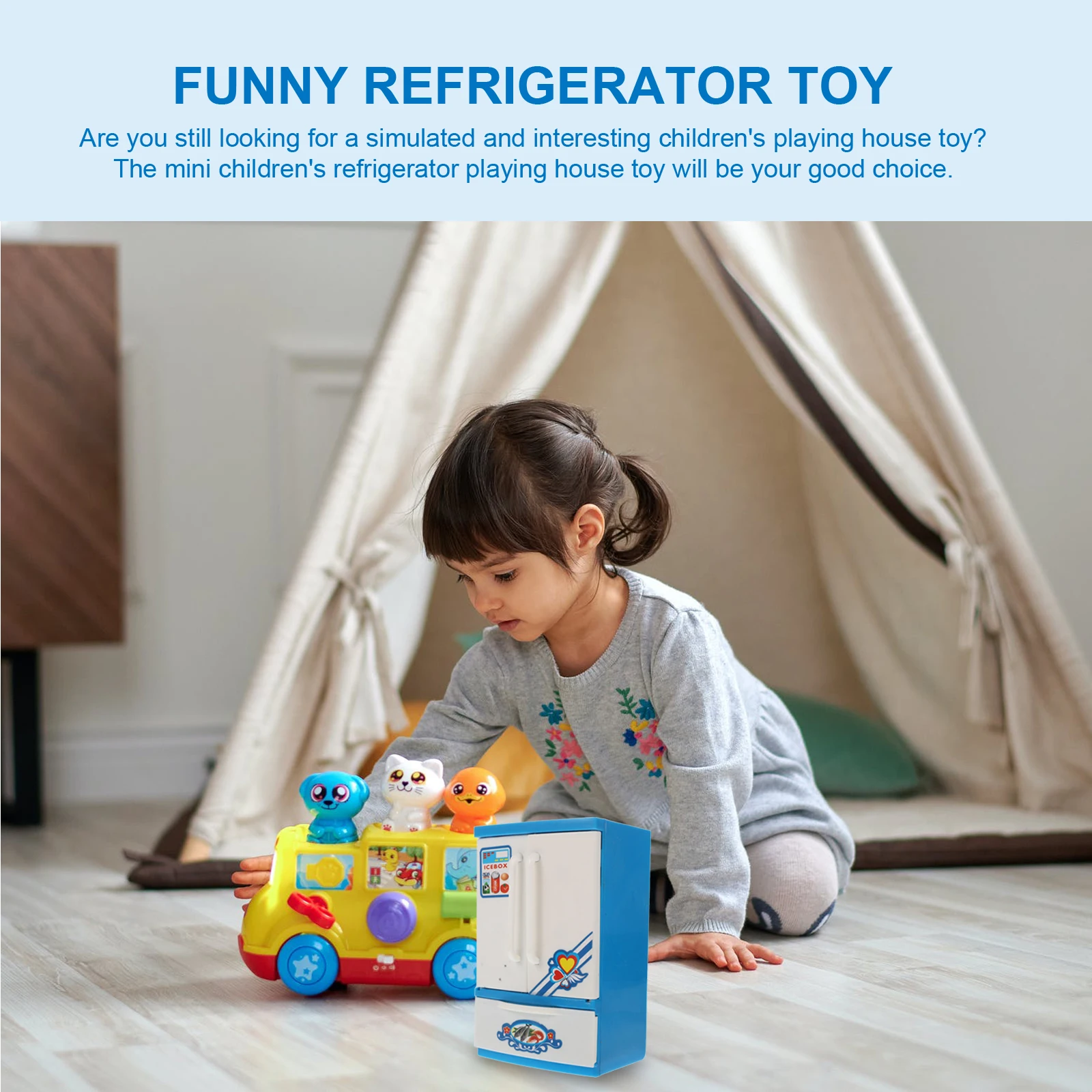 

Mini Refrigerator Toy Simulated Kitchen Plaything Children Fun Cognitive Development Smooth Surface Mini Size Plastic
