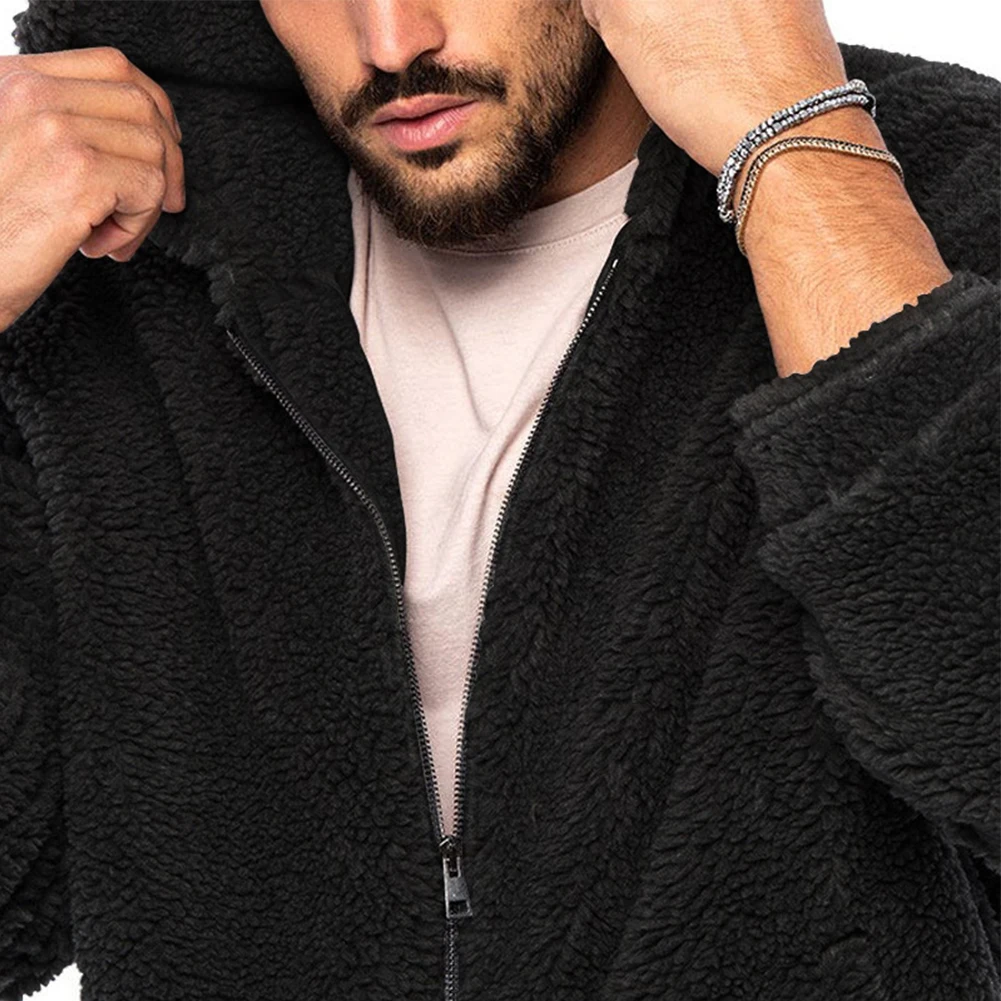 Moda uomo inverno spesso caldo pile cappotti con cappuccio felpe con cappuccio giacca soffice con cappuccio zip capispalla top abbigliamento per uomo