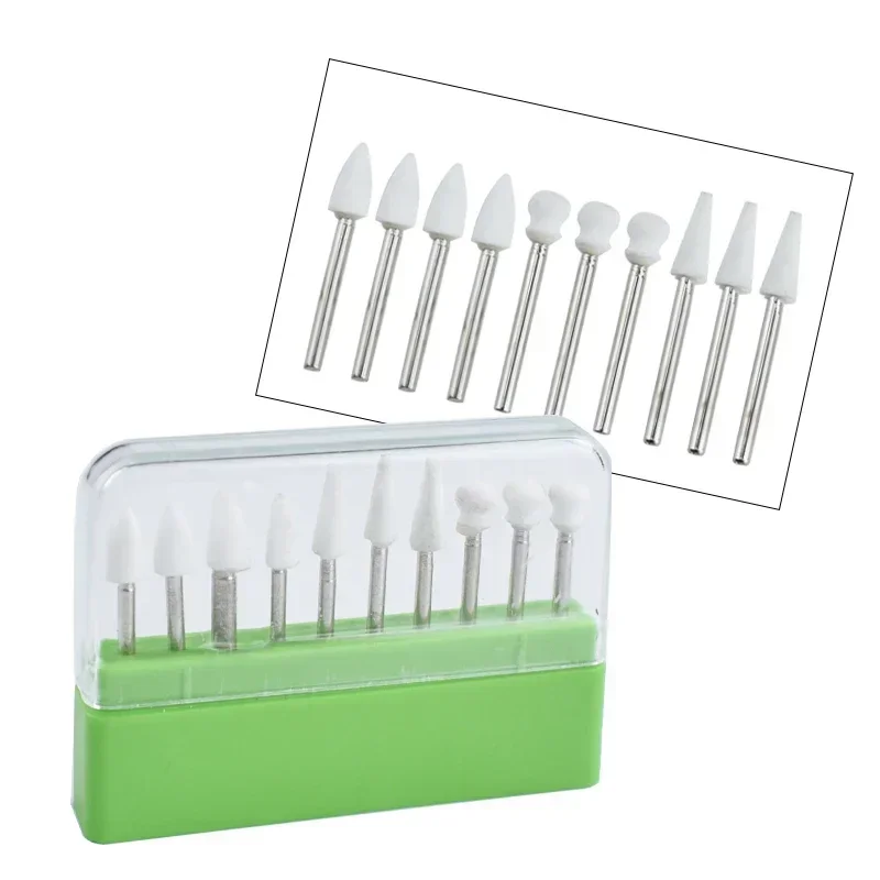 

10Pcs/box Dental Flame Cone Round White Stone Polisher Burs for Polishing Filling Composite Dental Tools